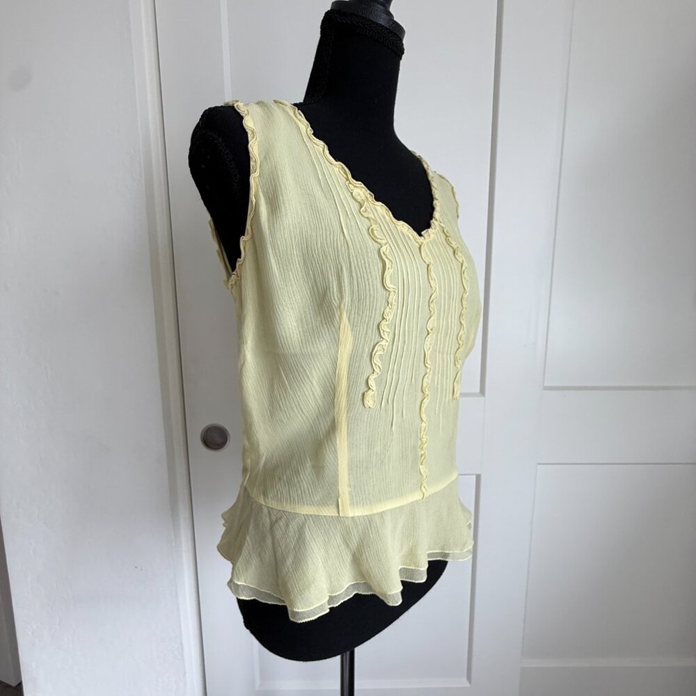 Women's Yellow Sleeveless Blouse, Side Zip,with Silk Lining by Ann Taylor, Sz S - Picture 3 of 6